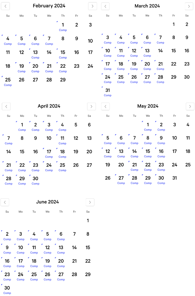 myVEGAS Rewards Hotel Comp Calendars (2024)