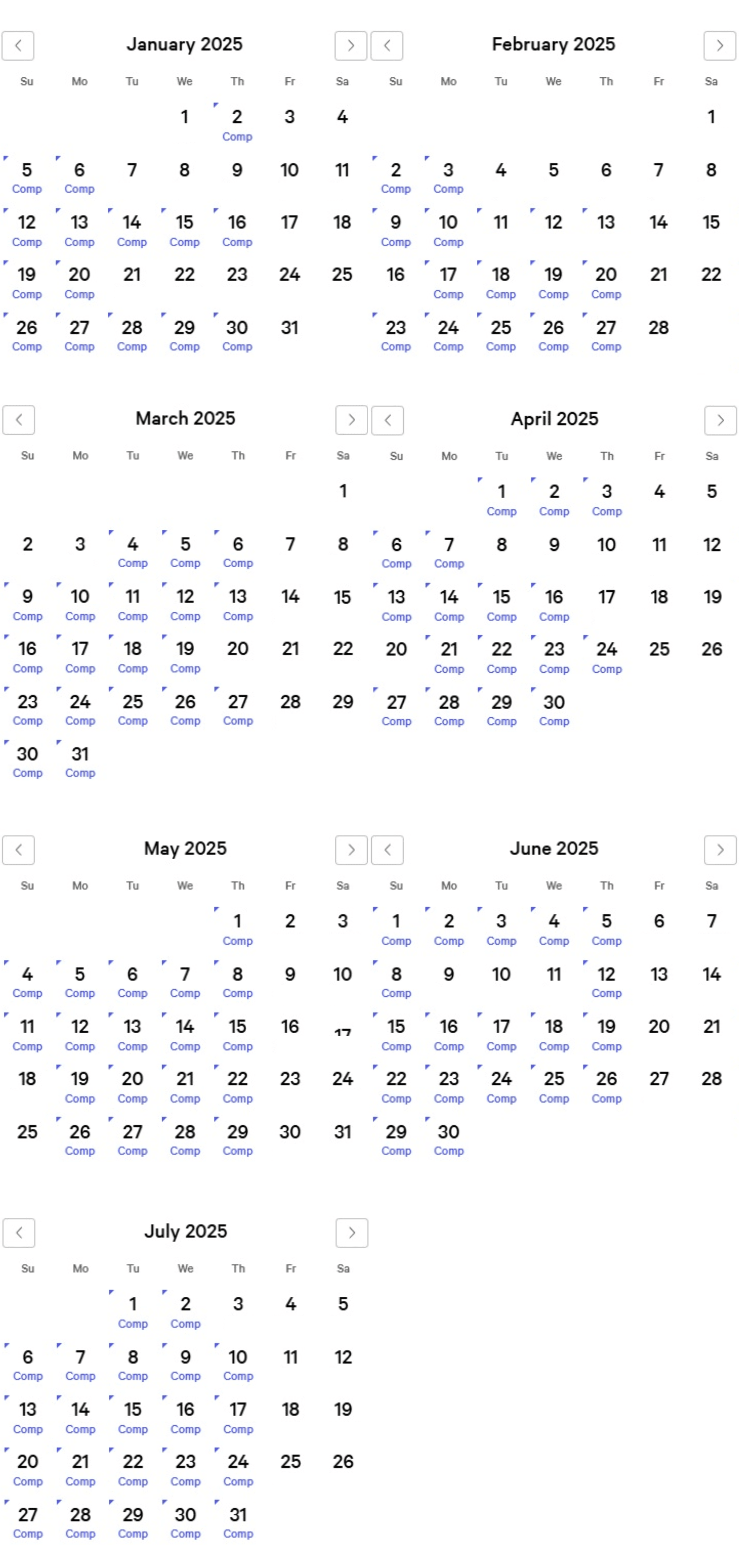 myVEGAS Rewards Hotel Comp Calendars (2025)